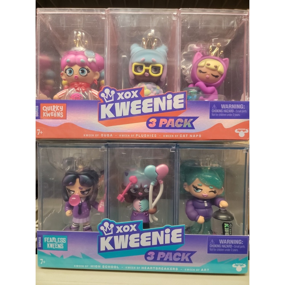 Lot Of 2 Fearless Kweens 3 Pack) + Quirky Kweens 3 Pack Kweenie Figurines  New!